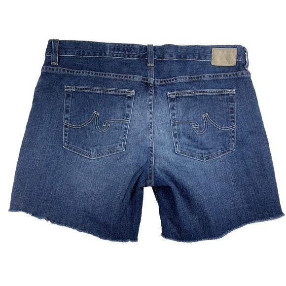 Ag Adriano Goldschmied Pants - AG Adriano Goldschmied Becke Jean Shorts Women 32R Blue Relaxed Slim Distressed